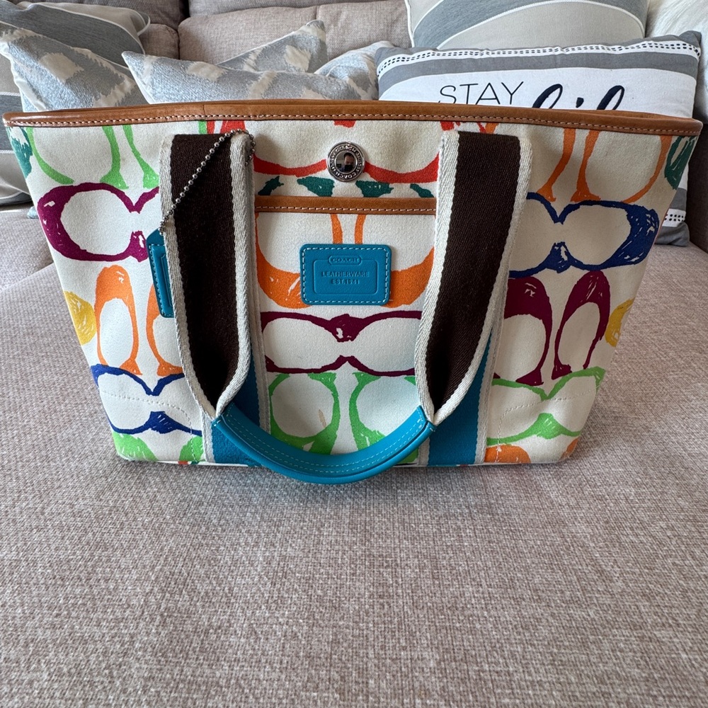 Coach Colorful Signature Canvas Tote